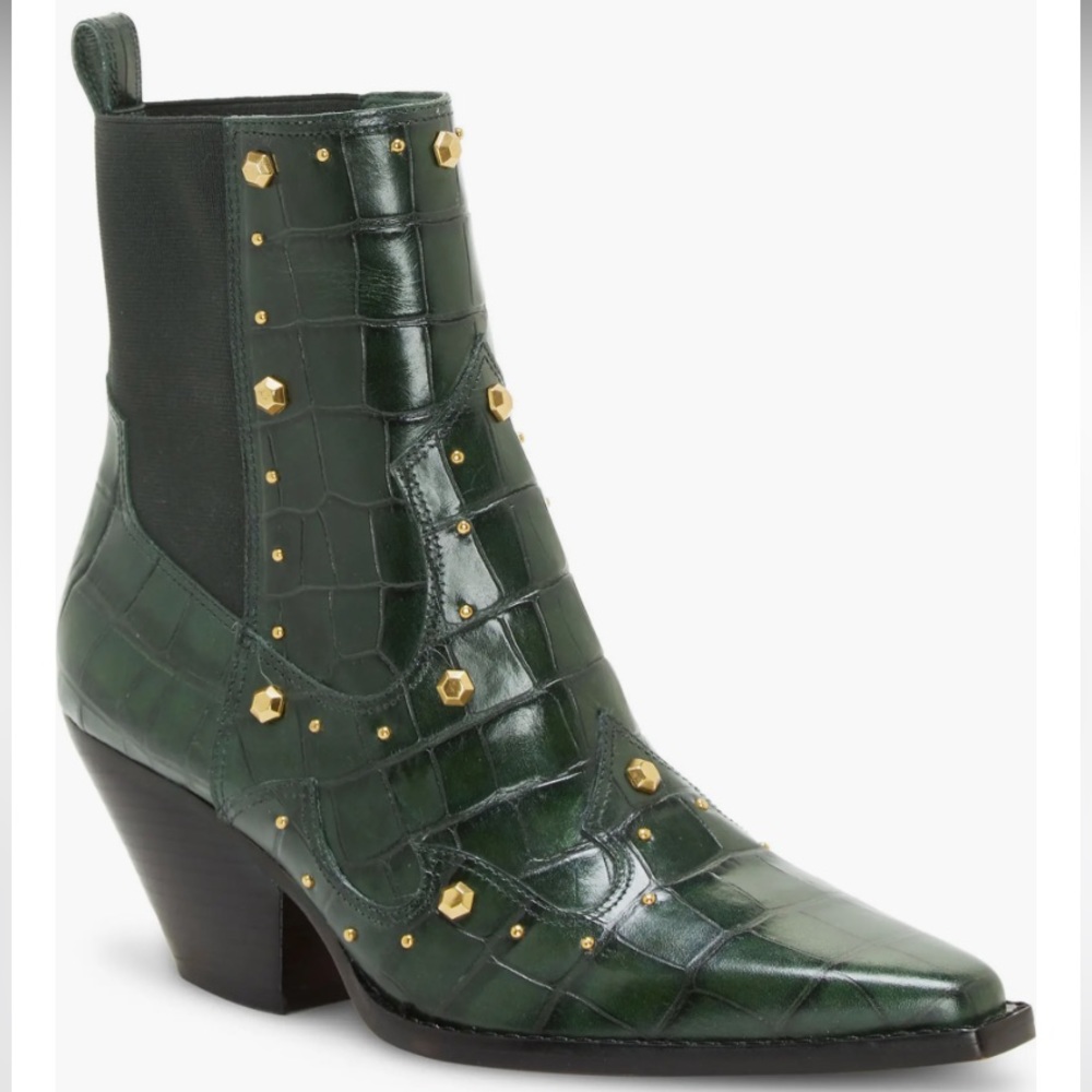 Vince Camuto Norley Western Boot in dark green studded size 6.5